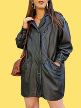 Charger l'image dans la galerie, Veste vintage Olivia - Cuir d'agneau noir. Taille XL, 42, 44. Cuero. Fabriqué en Espagne