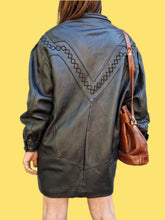 Charger l'image dans la galerie, Veste vintage Olivia - Cuir d'agneau noir. Taille XL, 42, 44. Cuero. Fabriqué en Espagne