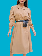 Charger l'image dans la galerie, Robe vintage Georgianne - Camel. Taille S, 36, 38. Créations Carla. Made in France