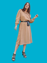 Charger l'image dans la galerie, Robe vintage Georgianne - Camel. Taille S, 36, 38. Créations Carla. Made in France