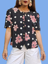 Charger l'image dans la galerie, Chemisier vintage Marjolaine - Fleurs de lys. Taille XL, 42, 44. Canda