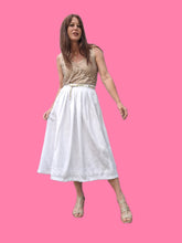 Charger l'image dans la galerie, Jupe plissée vintage Sandra - Blanche à fleurs irisées. Taille M, 38,40.