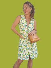 Charger l'image dans la galerie, Robe vintage Marlène - Cœur croisé, tissu éponge fleuri. Taille L, 40, 42. Made in France. 230
