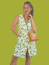 Charger l'image dans la galerie, Robe vintage Marlène - Cœur croisé, tissu éponge fleuri. Taille L, 40, 42. Made in France. 230