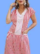 Charger l'image dans la galerie, Robe vintage Isabelle - Marinière rayée décorée d'ancres marine. Taille L, 40, 42.
