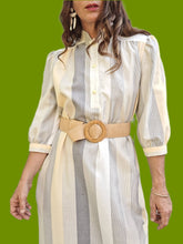 Charger l'image dans la galerie, Robe vintage Charline - A rayures pales. Taille M, 38, 40. C & A. Made in France.