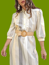 Charger l'image dans la galerie, Robe vintage Charline - A rayures pales. Taille M, 38, 40. C & A. Made in France.