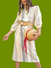 Charger l'image dans la galerie, Robe vintage Charline - A rayures pales. Taille M, 38, 40. C & A. Made in France.