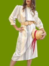 Charger l'image dans la galerie, Robe vintage Charline - A rayures pales. Taille M, 38, 40. C & A. Made in France.