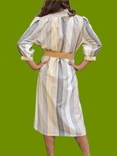 Charger l'image dans la galerie, Robe vintage Charline - A rayures pales. Taille M, 38, 40. C & A. Made in France.