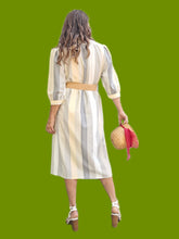 Charger l'image dans la galerie, Robe vintage Charline - A rayures pales. Taille M, 38, 40. C & A. Made in France.