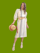 Charger l'image dans la galerie, Robe vintage Charline - A rayures pales. Taille M, 38, 40. C & A. Made in France.