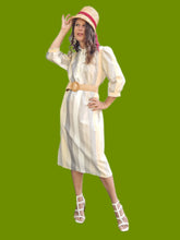 Charger l'image dans la galerie, Robe vintage Charline - A rayures pales. Taille M, 38, 40. C & A. Made in France.