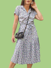 Charger l'image dans la galerie, Robe vintage Lina - Fleurie et plissée. Taille M, 38, 40. Made in France.