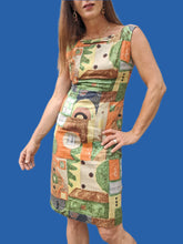 Charger l'image dans la galerie, Robe vintage Amélina - Imprimé géométrique Africain. Taille S, 36, 38.
