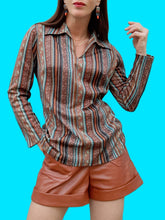 Charger l'image dans la galerie, Chemisier vintage Faustine - Rayures géométriques. Taille M, 38, 40.