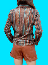 Charger l'image dans la galerie, Chemisier vintage Faustine - Rayures géométriques. Taille M, 38, 40.