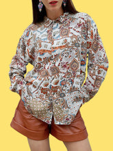 Charger l'image dans la galerie, Chemisier vintage Charline - Imprimé paisley. Taille XL, 42, 44. Made in France.