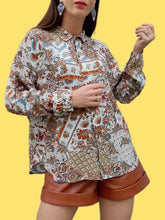 Charger l'image dans la galerie, Chemisier vintage Charline - Imprimé paisley. Taille XL, 42, 44. Made in France.