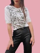 Charger l'image dans la galerie, Pull d'été vintage Amanda - Feuillages kakis. Taille S, 36, 38. Damart. Made in France.