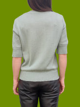 Charger l'image dans la galerie, Pull d'été vintage Suzie - Vert d'eau en mailles ajourées. Taille M, 38, 40. Tricot Djezi. Made in France