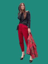 Charger l'image dans la galerie, Pantalon vintage Elise - Velours côtelé rouge. Taille S, 36, 38. Karting. Made in France.