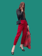 Charger l'image dans la galerie, Pantalon vintage Elise - Velours côtelé rouge. Taille S, 36, 38. Karting. Made in France.