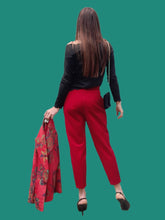 Charger l'image dans la galerie, Pantalon vintage Elise - Velours côtelé rouge. Taille S, 36, 38. Karting. Made in France.