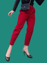 Charger l'image dans la galerie, Pantalon vintage Elise - Velours côtelé rouge. Taille S, 36, 38. Karting. Made in France.