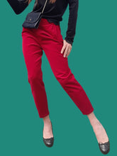 Charger l'image dans la galerie, Pantalon vintage Elise - Velours côtelé rouge. Taille S, 36, 38. Karting. Made in France.