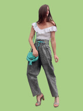 Charger l'image dans la galerie, Pantalon vintage Stella - En denim délavé gris noir. Taille XXL, 44, 46. Miss Tenessee. Made in France