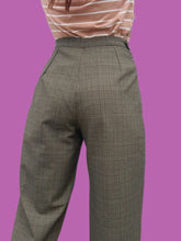 Charger l'image dans la galerie, Pantalon vintage Fiona - Vert à carreaux prince de Galles. Taille S, 36, 38. Aquarelle.