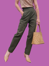 Charger l'image dans la galerie, Pantalon vintage Fiona - Vert à carreaux prince de Galles. Taille S, 36, 38. Aquarelle.