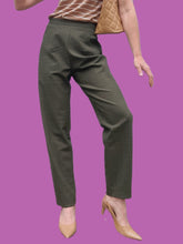 Charger l'image dans la galerie, Pantalon vintage Fiona - Vert à carreaux prince de Galles. Taille S, 36, 38. Aquarelle.