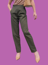 Charger l'image dans la galerie, Pantalon vintage Fiona - Vert à carreaux prince de Galles. Taille S, 36, 38. Aquarelle.