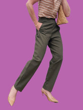 Charger l'image dans la galerie, Pantalon vintage Fiona - Vert à carreaux prince de Galles. Taille S, 36, 38. Aquarelle.