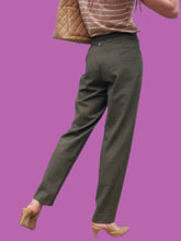 Charger l'image dans la galerie, Pantalon vintage Fiona - Vert à carreaux prince de Galles. Taille S, 36, 38. Aquarelle.