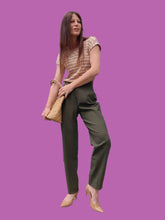 Charger l'image dans la galerie, Pantalon vintage Fiona - Vert à carreaux prince de Galles. Taille S, 36, 38. Aquarelle.