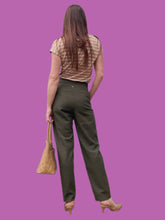 Charger l'image dans la galerie, Pantalon vintage Fiona - Vert à carreaux prince de Galles. Taille S, 36, 38. Aquarelle.