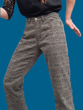 Charger l'image dans la galerie, Pantalon "Seconde" Rebecca - Imprimé géométrique marron. Taille S, 36, 38. Legatte Jeans. Made in Italy