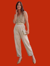 Charger l'image dans la galerie, Pantalon vintage Léna - Chino beige en lin et coton. Taille L, 40, 42. By Mélissa. Made in France