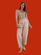 Charger l'image dans la galerie, Pantalon vintage Léna - Chino beige en lin et coton. Taille L, 40, 42. By Mélissa. Made in France