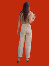 Charger l'image dans la galerie, Pantalon vintage Léna - Chino beige en lin et coton. Taille L, 40, 42. By Mélissa. Made in France