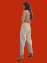 Charger l'image dans la galerie, Pantalon vintage Léna - Chino beige en lin et coton. Taille L, 40, 42. By Mélissa. Made in France