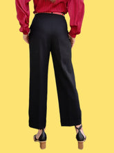Charger l'image dans la galerie, Pantalon vintage Sidonie - Noir à plis et revers. Taille S, 36, 38. Gérard Pasquier. Made in France