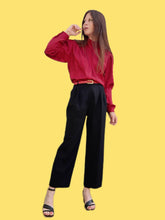 Charger l'image dans la galerie, Pantalon vintage Sidonie - Noir à plis et revers. Taille S, 36, 38. Gérard Pasquier. Made in France