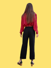 Charger l'image dans la galerie, Pantalon vintage Sidonie - Noir à plis et revers. Taille S, 36, 38. Gérard Pasquier. Made in France