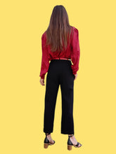 Charger l'image dans la galerie, Pantalon vintage Sidonie - Noir à plis et revers. Taille S, 36, 38. Gérard Pasquier. Made in France