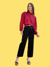 Charger l'image dans la galerie, Pantalon vintage Sidonie - Noir à plis et revers. Taille S, 36, 38. Gérard Pasquier. Made in France