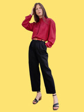 Charger l'image dans la galerie, Pantalon vintage Sidonie - Noir à plis et revers. Taille S, 36, 38. Gérard Pasquier. Made in France